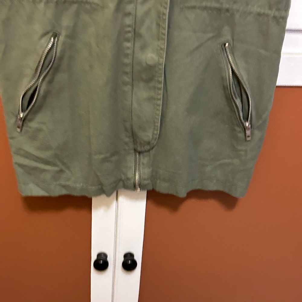 Thread & Supply ladies olive green utility vest with tribal knit back, size XS. - Picture 4 of 10